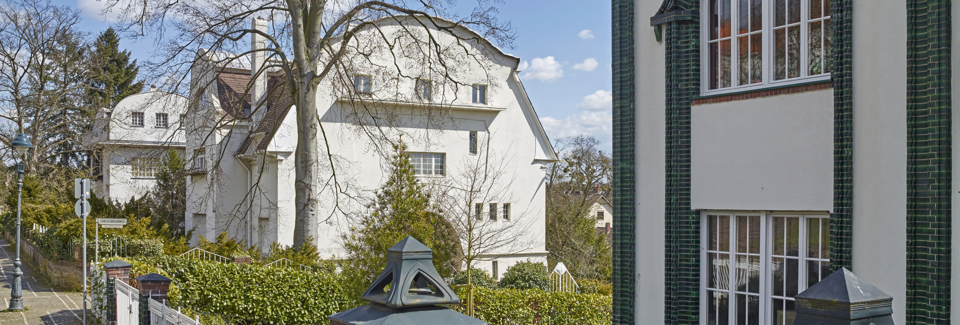 Peter Behrens and Joseph Maria Olbrich, Behrens House, Large Glückert House and Small Glückert House, 1901, view from west (Id.-No. 001)